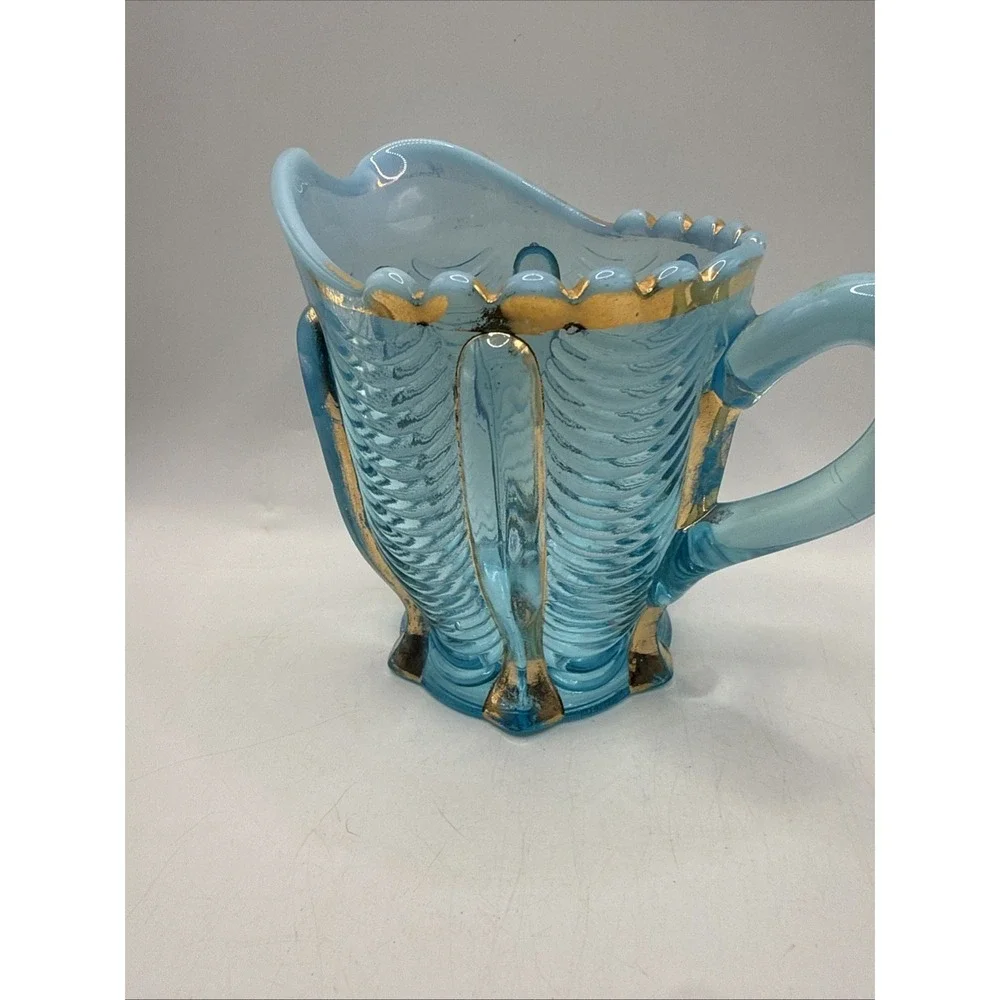 Northwood Blue Opal Drapery Creamer w/ Gold Trim
